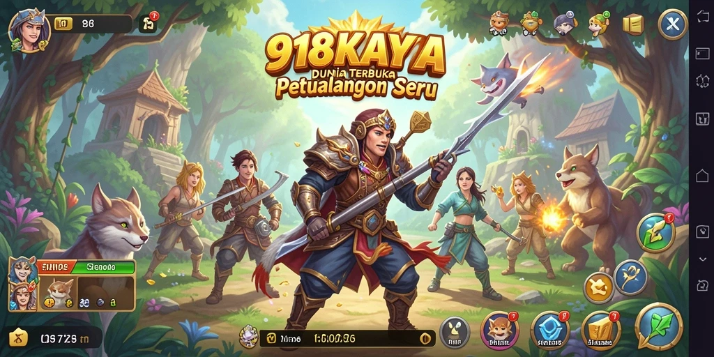 Screenshot gameplay Open World 918KAYA dengan karakter menjelajahi dunia yang luas.