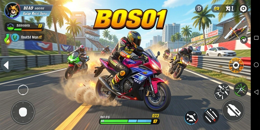 Gameplay seru dalam balapan motor dengan grafik tajam.