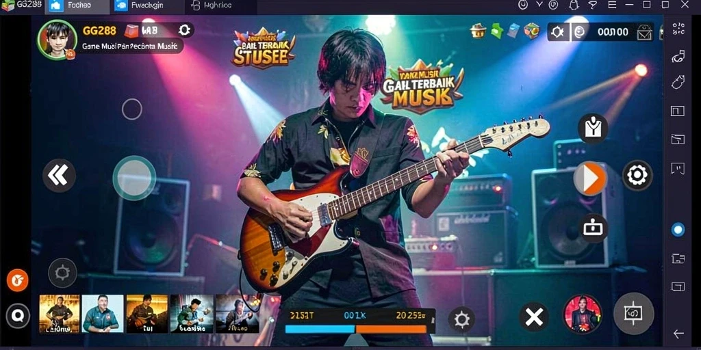 Tampilan gameplay GG288 yang menarik dengan ritme musik yang seru.