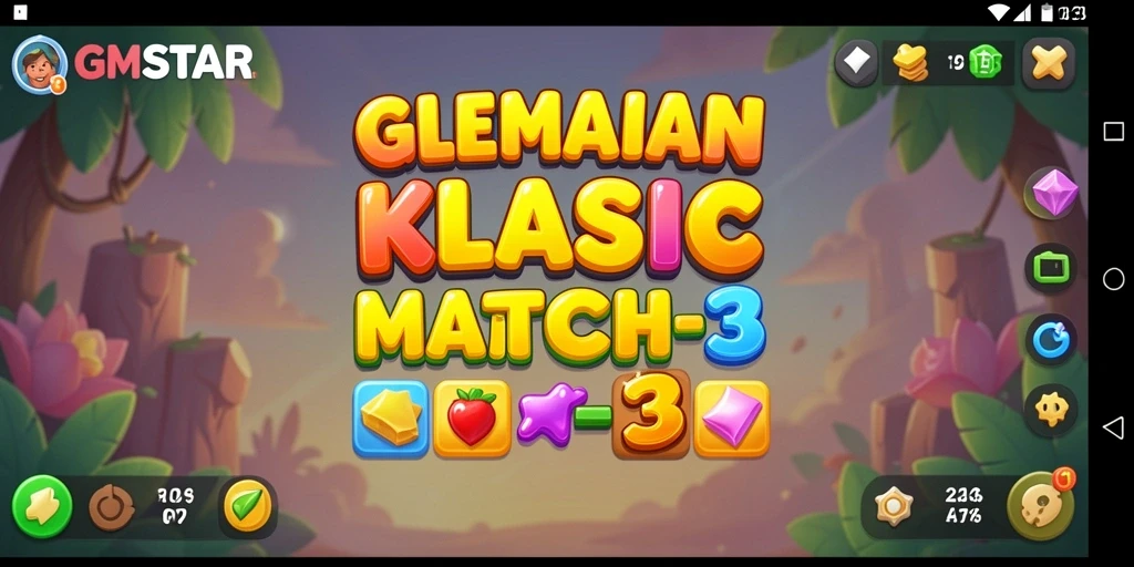 Screenshot gameplay GMSTAR yang menunjukkan aksi Match-3 yang seru.