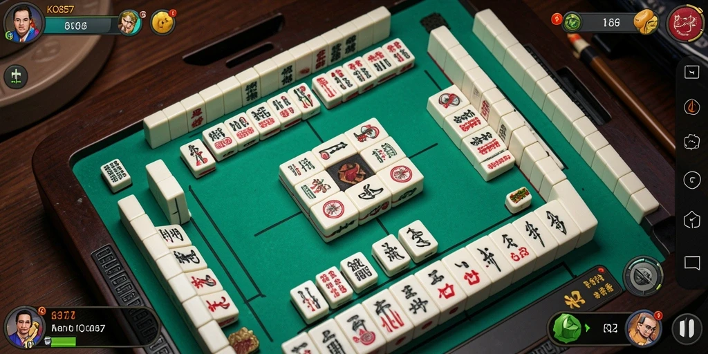 Screenshot gameplay KO857 menampilkan keindahan ubin Mahjong.