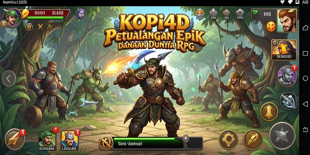Menampilkan aksi pertarungan seru dalam gameplay RPG KOPI4D.